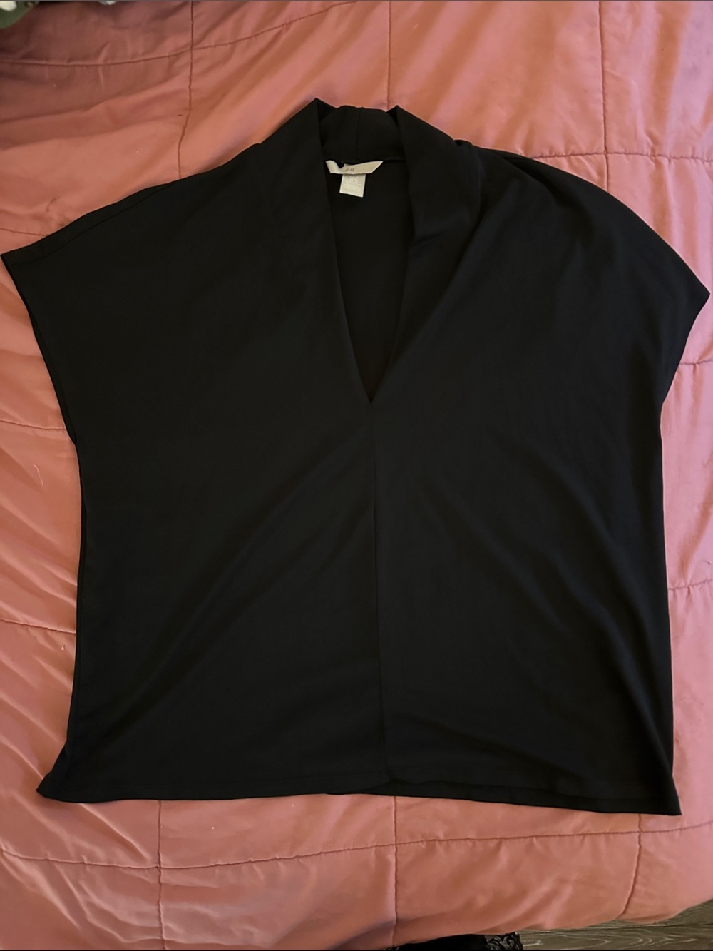 H&M Black V-Neck Short Sleeve Top
